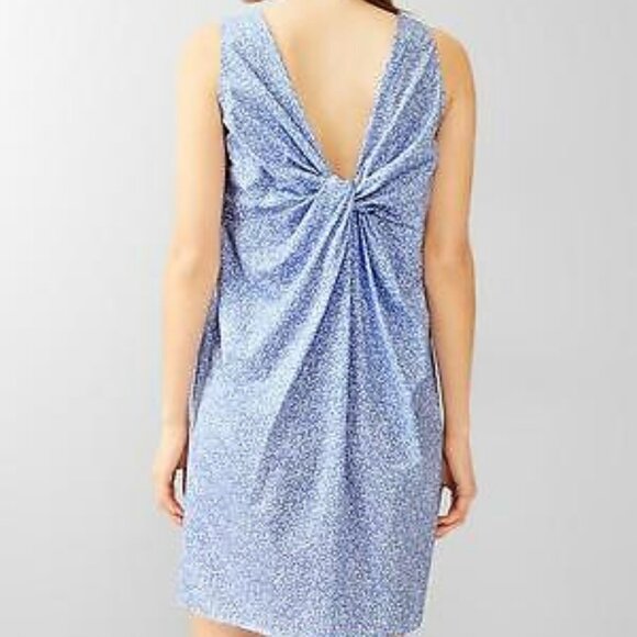 GAP Dresses & Skirts - Retro Printed twist-back dress, blue and white digital graphic print Shift Dress